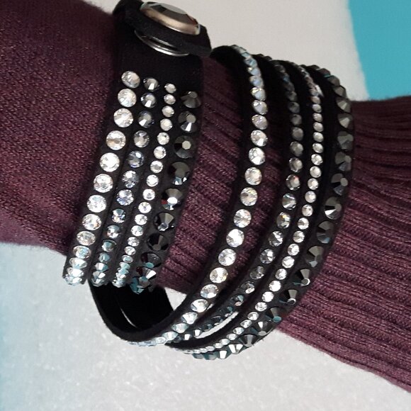Swarovski Suede Wrap Strap Bracelet - Picture 4 of 8